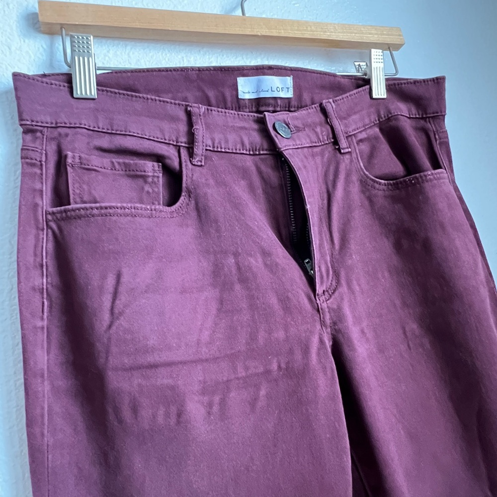 LOFT High Rise burgundy soft pants/jeans, size 6